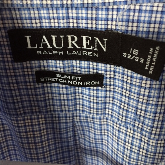 Lauren blue and white plaid shirt size 16. EUC - Picture 2 of 5